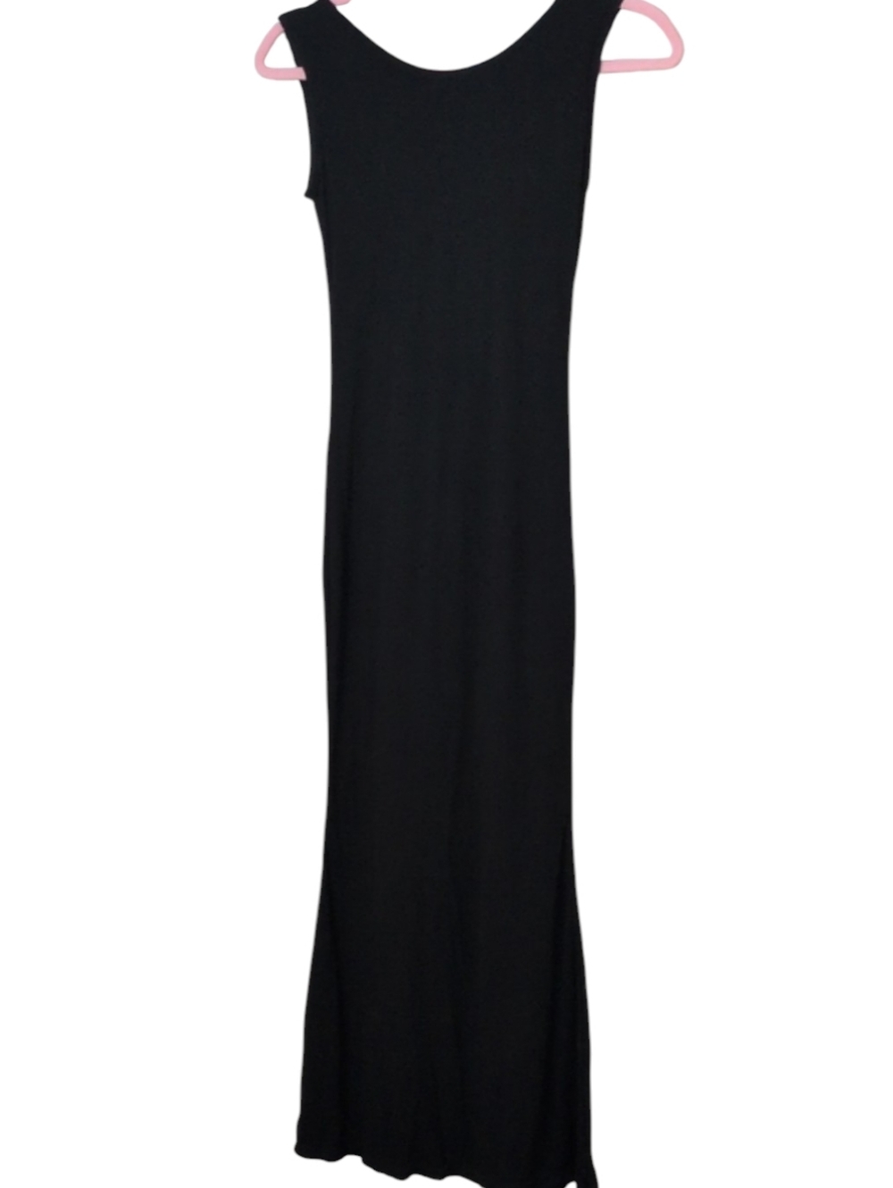 Classic Black Sleeveless Ribbed Maxi Dress - Flares At Bottom, Lined Zipper Top